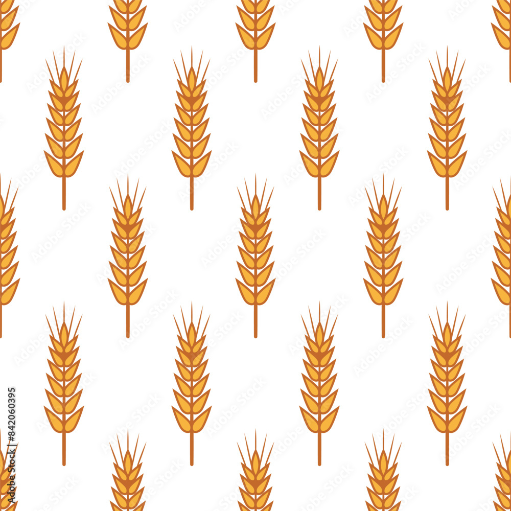 Vector Seamless Pattern with Agriculture Wheat, Cereal Ears. Organic Wheat, Rice Ears. Grain Ear Design Template for Bread, Beer Packaging, Farming, Organic Food Concept Vector Seamless Pattern with Agriculture Wheat, Cereal Ears. Organic Wheat, Rice Ears. Grain Ear Design Template for Bread, Beer Packaging, Farming, Organic Food Concept