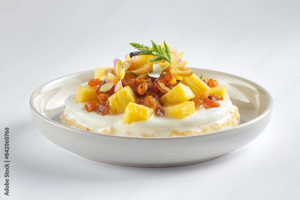 Creamy Baked Yogurt with Juicy Tropical Fruit Creamy Baked Yogurt with Juicy Tropical Fruit