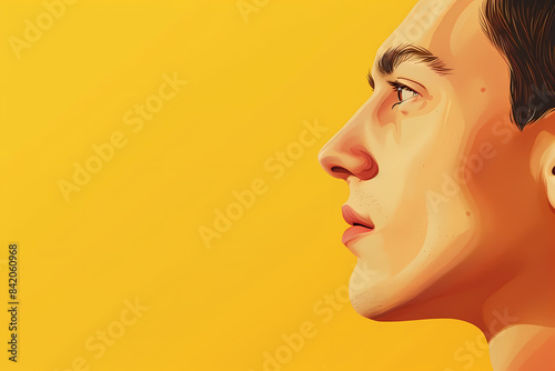 Side portrait of a caucasian man's face in cartoon style