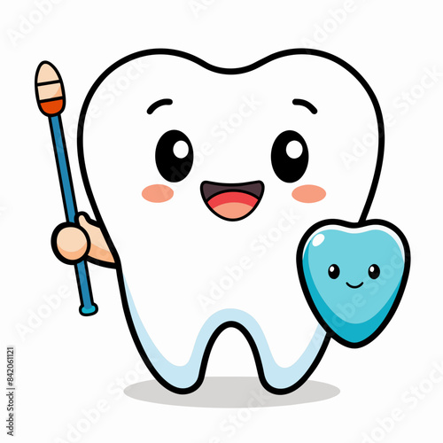 Dental Logo Icon Holding a Brush for Perfect Oral Health photo