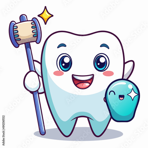 Dental Logo Icon Holding a Brush for Perfect Oral Health photo