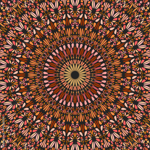 Oriental gemstone mosaic background - abstract circular colorful vector graphic with curved stones