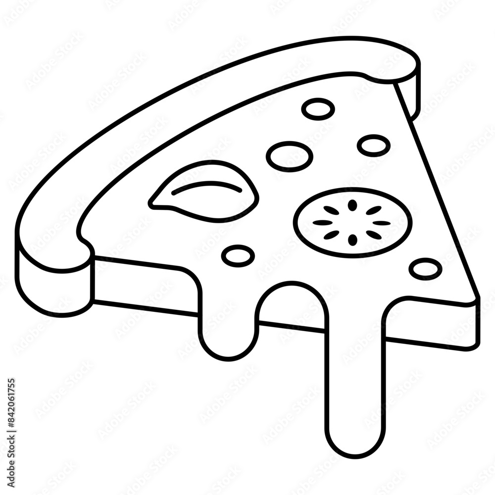 A flat design icon of pizza slice A flat design icon of pizza slice