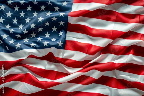The American Flag is fluttering in the wind on Flag Day