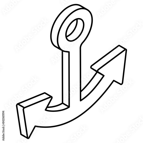 A flat design icon of nautical hook