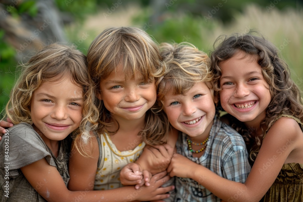 Happy Children Smiling and Embracing Outdoors
Happy Children Smiling and Embracing Outdoors
