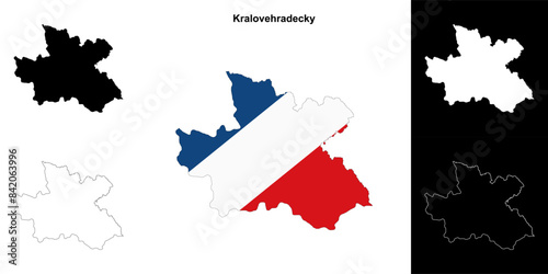 Kralovehradecky region outline map set photo