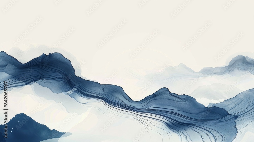 Abstract Blue Ink Waves Generative AI Abstract Blue Ink Waves Generative AI