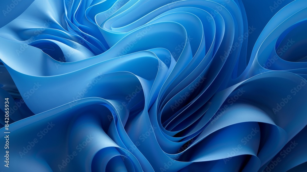Abstract Blue Flowing Waves, Generative AI Abstract Blue Flowing Waves, Generative AI
