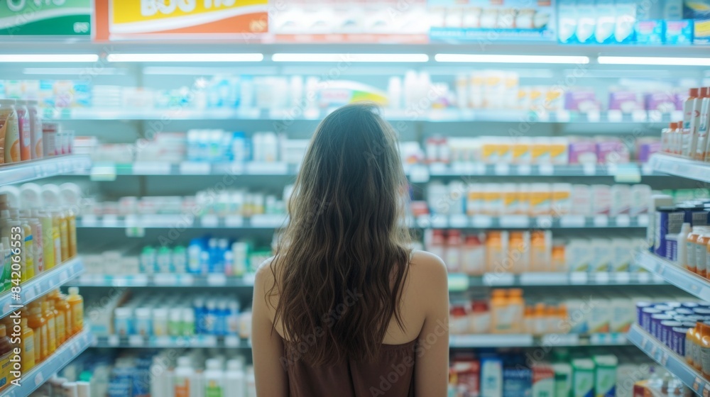 Customer shopping in drug store Customer shopping in drug store