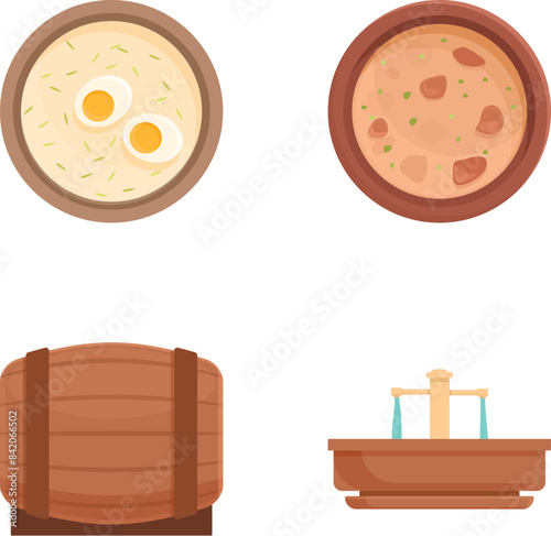 Czech symbol icons set cartoon vector. Traditional culture of czech republic. European country