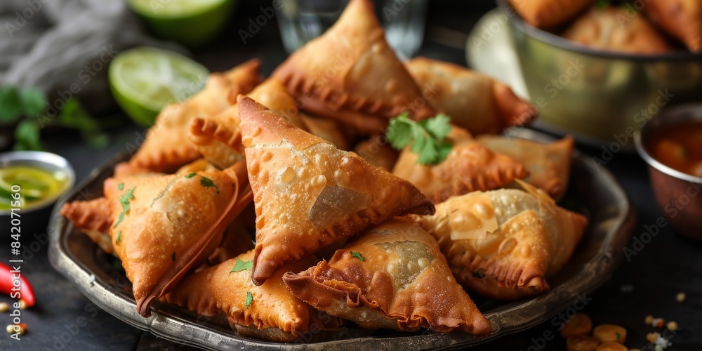 Indian fried snack - cocktail samosas Indian fried snack - cocktail samosas