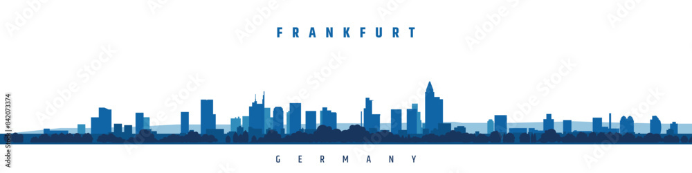Frankfurt city silhouette vector illustration on white background, Germany Frankfurt city silhouette vector illustration on white background, Germany