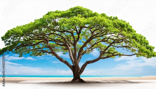 tropical tree with beach or oasis clipping path inside 3d illustration rendering