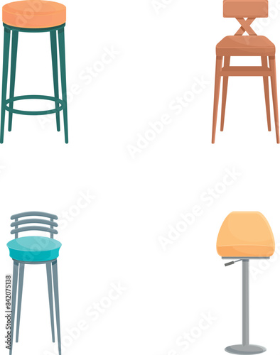 Assorted chairs collection illustration for furniture design on isolated white background. Showcasing a variety of seating options for interior home decor in a modern. Minimal. And contemporary style