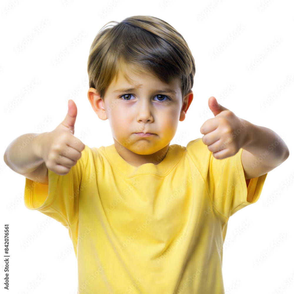 Young Boy Giving Thumbs Up With Serious Expression Young Boy Giving Thumbs Up With Serious Expression