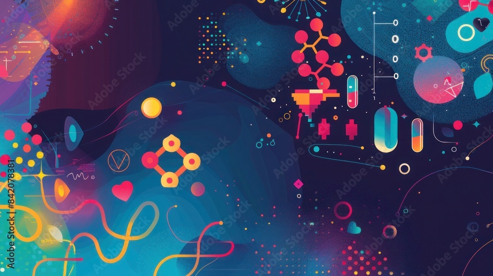 Abstract medical, technology, innovation medicine, health, science and research background with icons and symbols
