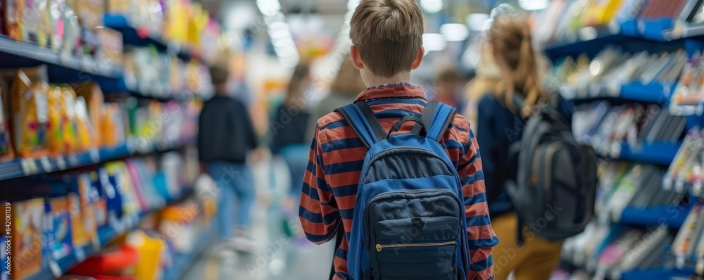 Back to School Shopping Families shopping for school supplies at a store Back to School Shopping Families shopping for school supplies at a store
