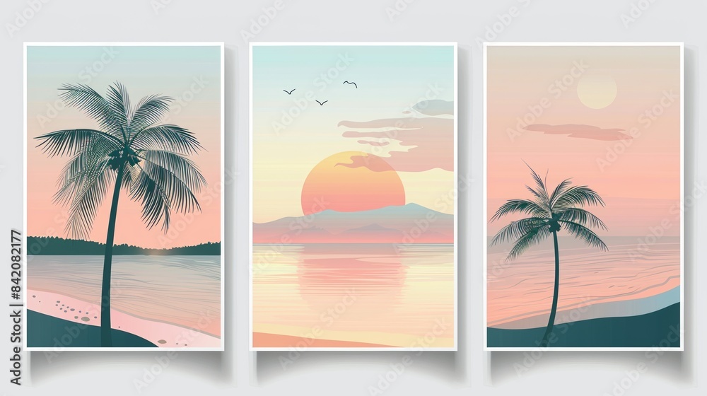 Obraz premium Collection of tropical theme design for poster greeting card books