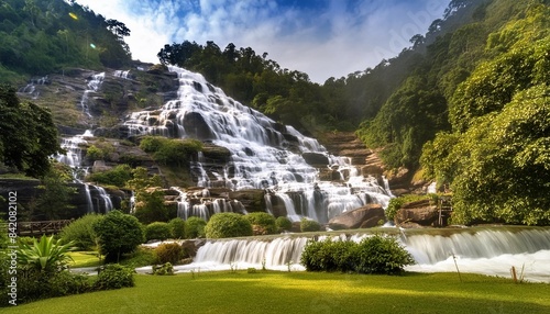 wachirathan waterfall in chiang mai thailand photo