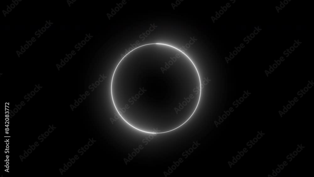 The background is a white circle with animated glowing neon lines that loop in a spectrum. The background is a white circle with animated glowing neon lines that loop in a spectrum.