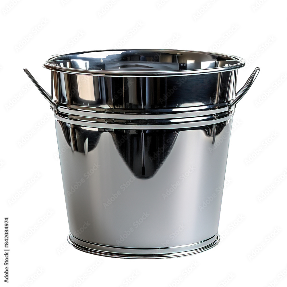 stainless steel bucket isolated on transparent background ,generative ai stainless steel bucket isolated on transparent background ,generative ai