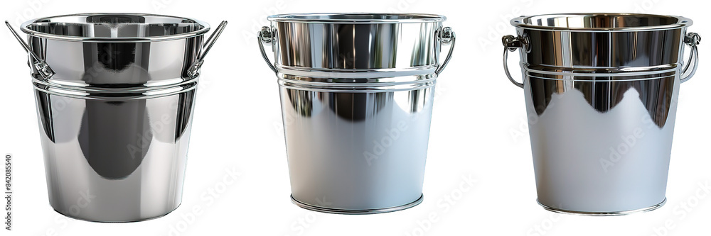 stainless steel bucket isolated on transparent background ,generative ai stainless steel bucket isolated on transparent background ,generative ai