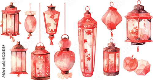 chinese red lantern clipart vector for graphic resources	

