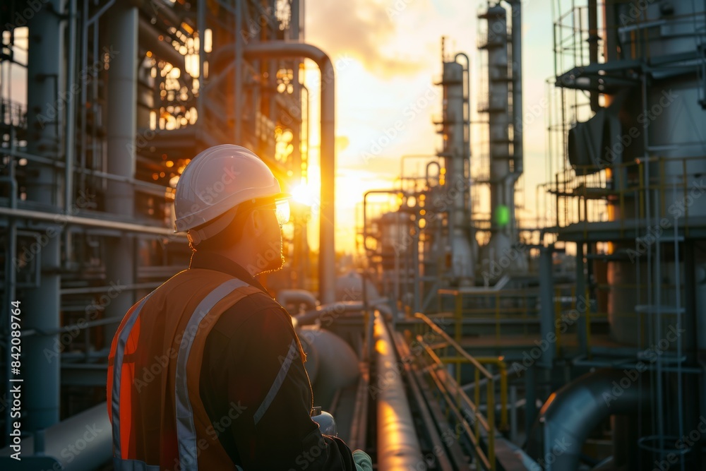 custom made wallpaper toronto digitalOil refinery operations inspection with warm light ambiance