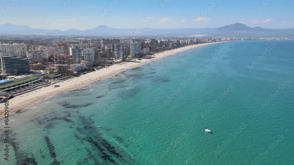 Aerial view of San Juan Playa Alicante in famous Spanish summer tourist resort by Mediterranean Sea on Costa Blanca Aerial view of San Juan Playa Alicante in famous Spanish summer tourist resort by Mediterranean Sea on Costa Blanca
