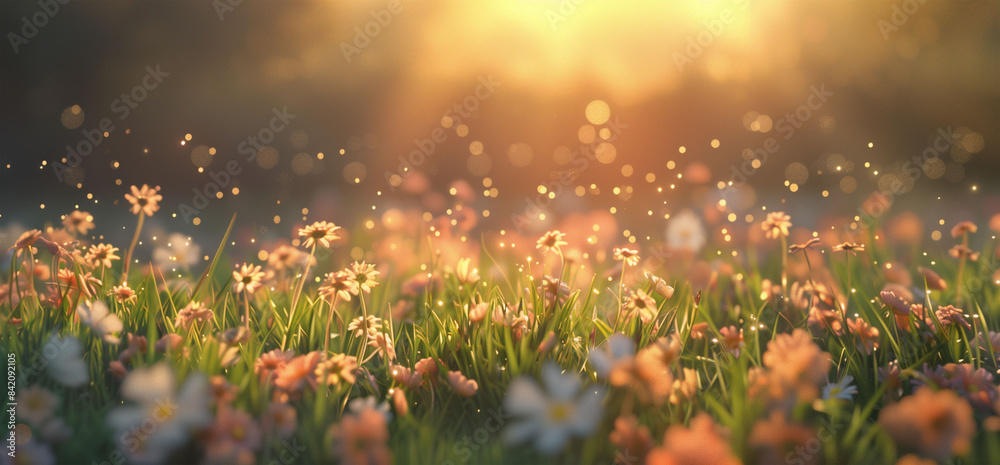 Meadow at Sunrise with Soft Lighting Meadow at Sunrise with Soft Lighting