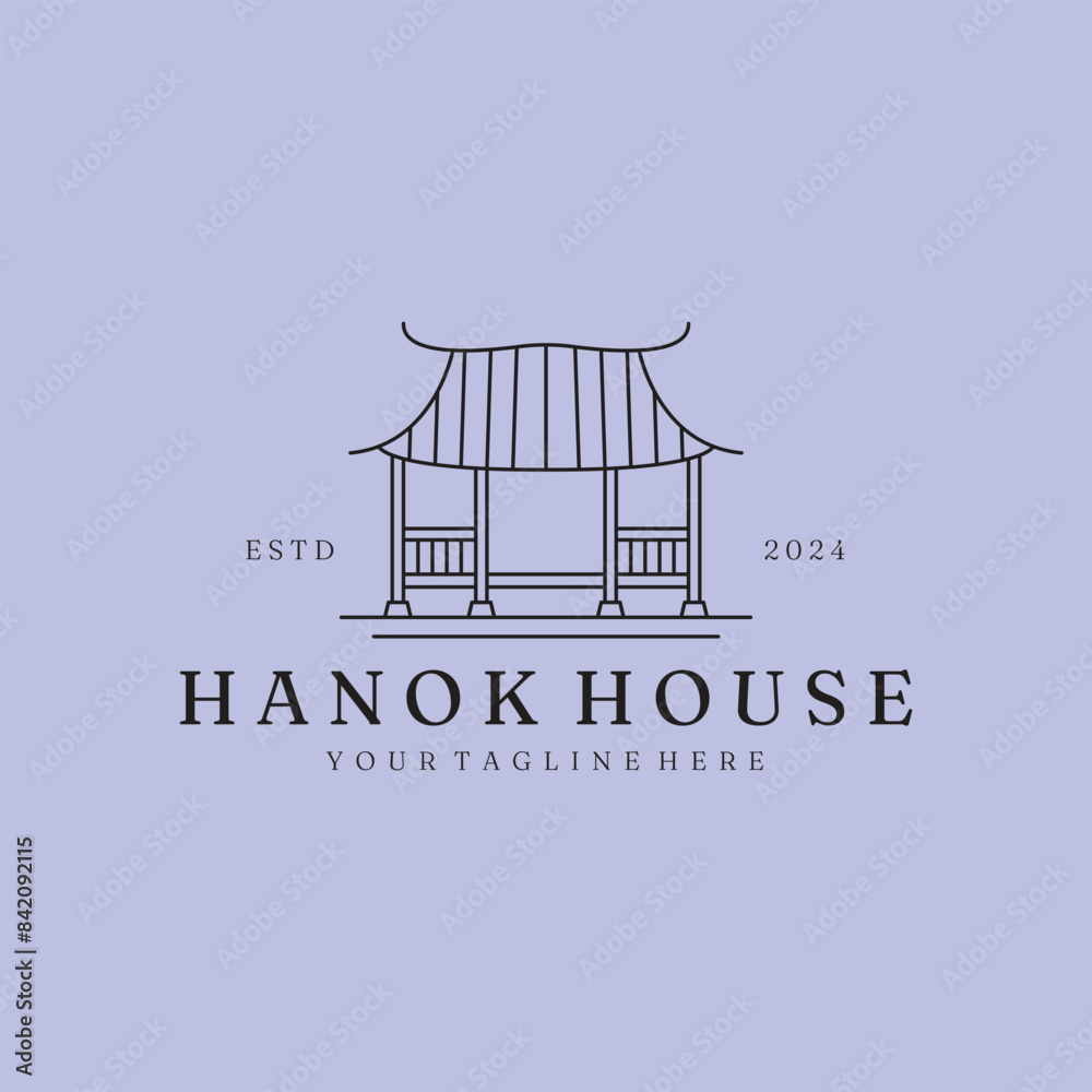 Fototapeta premium logo Hanok house linear simple vector icon illustration design