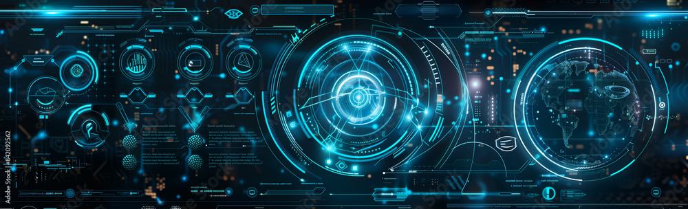 Obraz premium Futuristic Digital Interface with Blue Waves