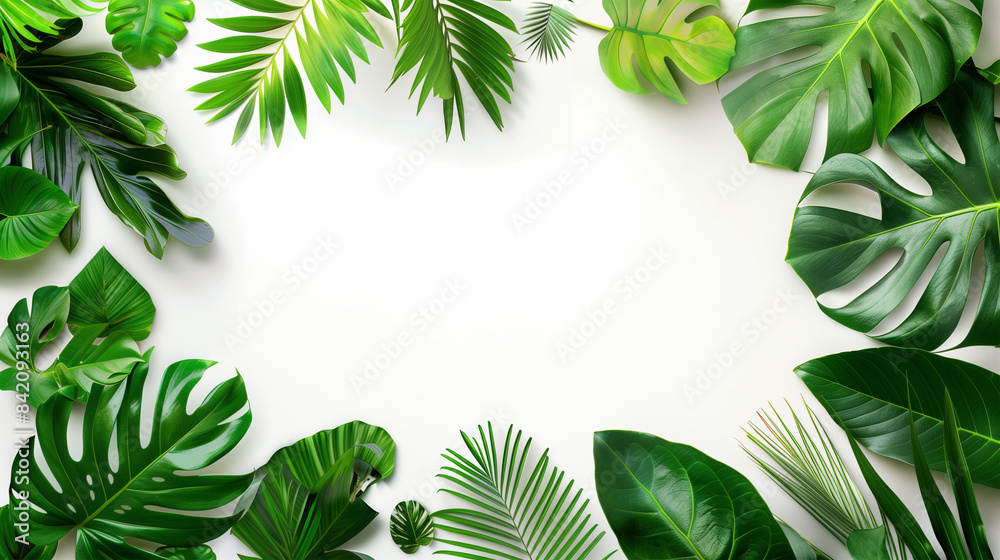 Fototapeta premium Tropical Leaf Frame with White Background