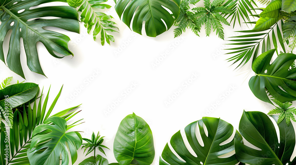 Naklejka premium Tropical Leaf Frame with White Background