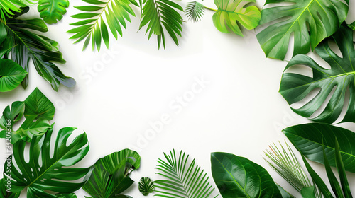 Tropical Leaf Frame with White Background