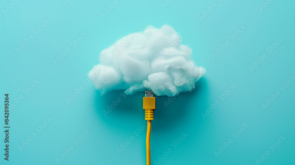 Minimalist Cloud with Yellow Network Cables