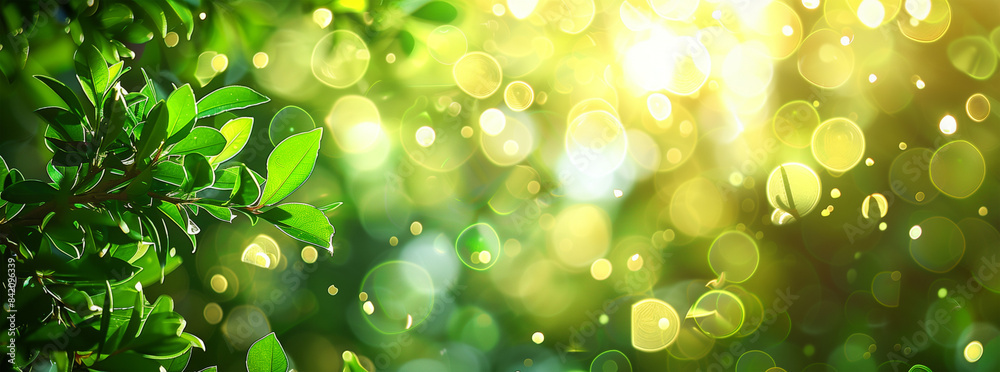 Vibrant Bokeh Background with Fresh Green Hues
