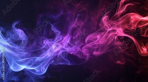 vivid and colorful abstract image of swirling smoke in vibrant shades of purple, blue, pink, and orange. The dynamic and fluid shapes create a mesmerizing effect