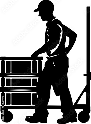 Silhouette of Worker Moving Boxes: Hard Work and Industry in Motion