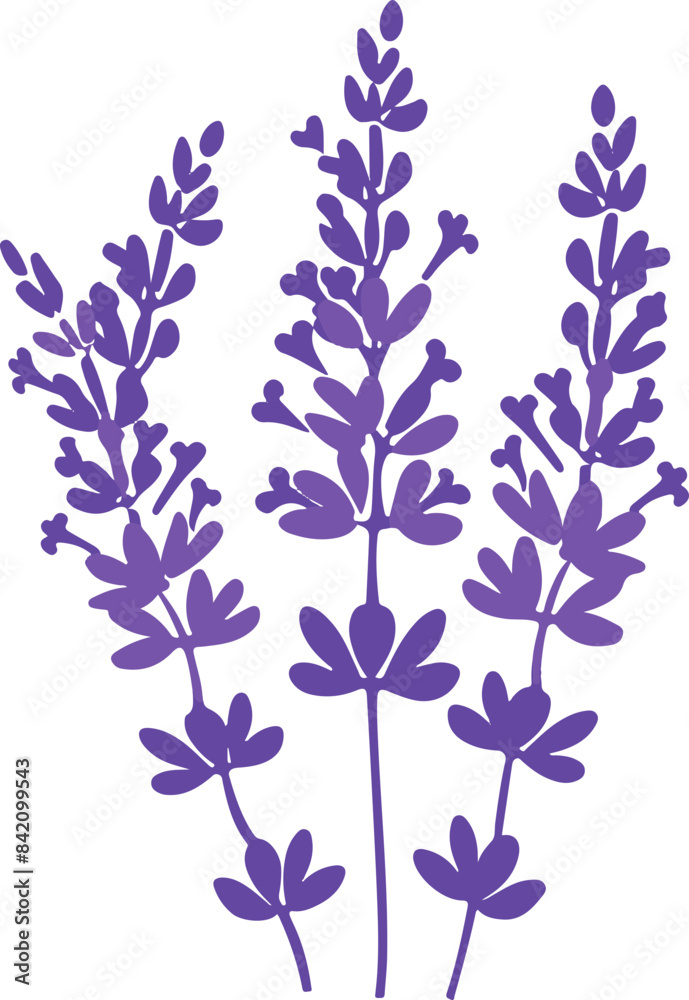 Fototapeta premium Stylized Lavender Sprigs Illustration Representing Calm and Serenity