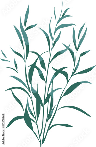 Wallpaper Mural Minimalist Botanical Illustration with Green Leaves - Natural Elegance Torontodigital.ca