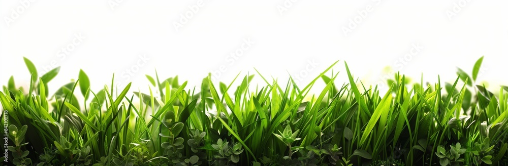 green grass border isolated on white background, studio shot, photorealistic green grass border isolated on white background, studio shot, photorealistic