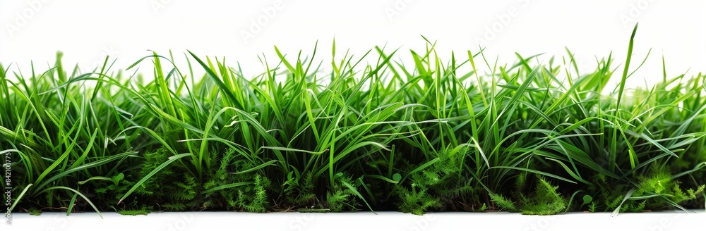 Fototapeta premium green grass border isolated on white background