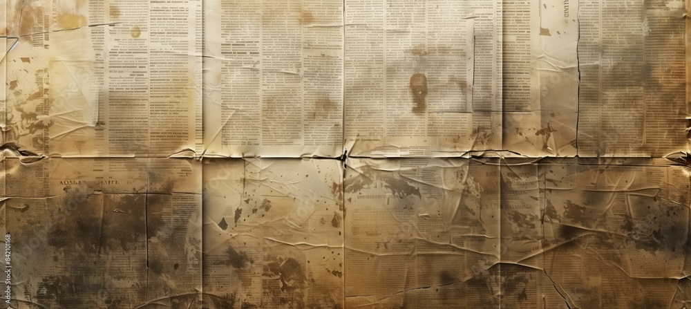 Fototapeta premium Newspaper texture with faded ink and aged edges, giving an old-fashioned look to various design projects