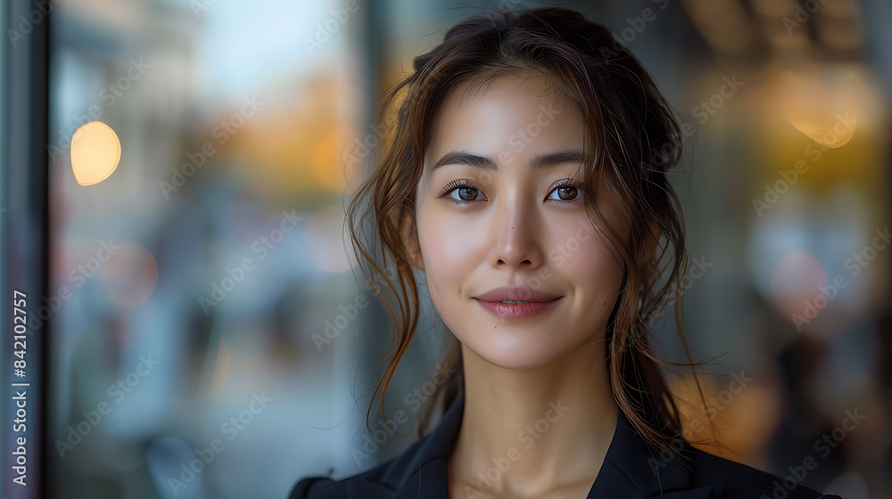 Confident Korean Businesswoman on Urban Street Confident Korean Businesswoman on Urban Street