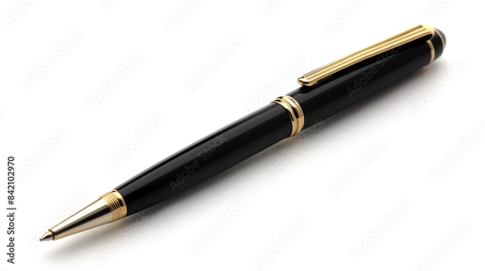 Ink Pen. Classic Business Pen in Gold and Black Style Isolated on White Background Ink Pen. Classic Business Pen in Gold and Black Style Isolated on White Background