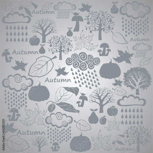 Autumn seamless pattern. Background for printing on fabric, paper for scrapbooking, gift wrap, wallpapers, textile fabric design, wrapping paper, website wallpapers, textile. Vector Illustration 