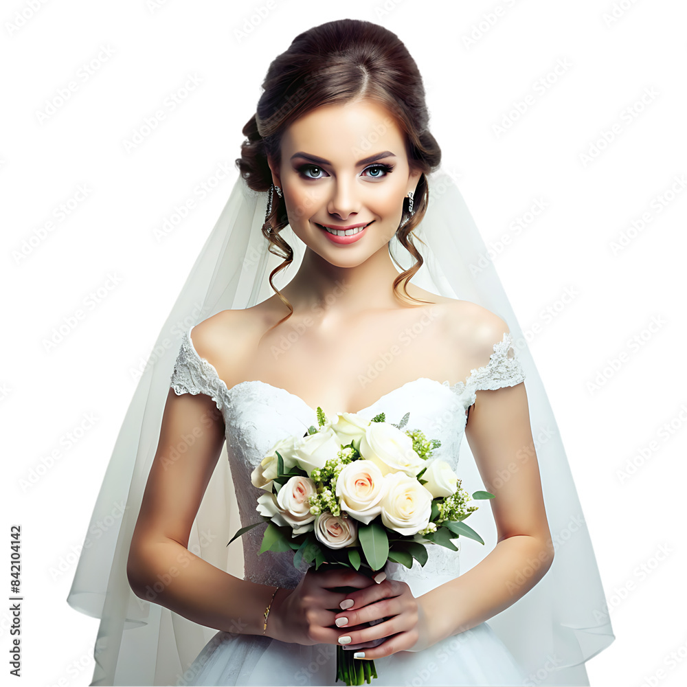 Naklejka premium beautiful bride with bouquet