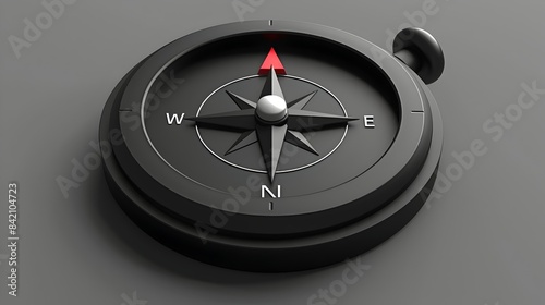 gps compass icon, stylized, minimalistic, black, 3d volumetric isometric view, less details